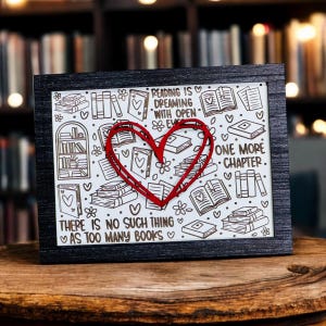 Bookshelf Sign, Heart, Book Lover, Reader, Book Shelf, Bookshelf Decor, Library Decor, Bibliophile, Booknerd, Bookish Gift