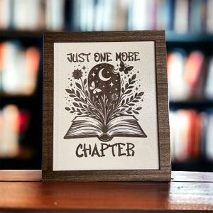 Just One More Chapter Sign: Engraved Birch Wood Bookshelf Decor