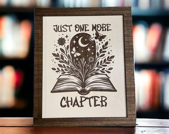 Just One More Chapter, Bookshelf Leaner, Bookshelf, Bookshelf Decor, Library Decor, Bookshelf Sign