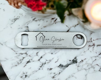 Bottle Opener, Personalized Engraved Stainless Steel, Groomsman Gift, Gift for Dad, Realtor Gift, Closing Gift