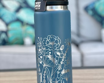 Personalized Engraved Yeti 64oz Bottle Wildflower 360 