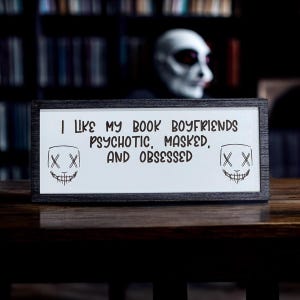 Masked Men Books, Psycho Men, Bookshelf Leaner, Bookshelf, Bookshelf Decor, Library Decor, Bookshelf Sign