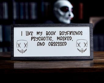 Masked Men Bookshelf Leaner: Psycho Book Lover Decor
