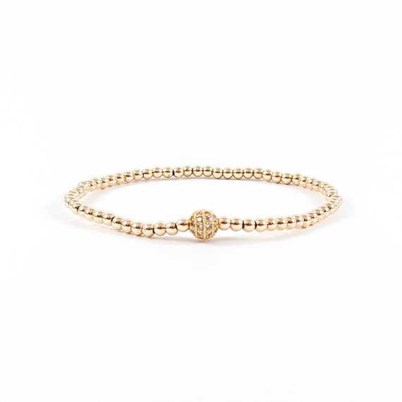 Gold Bead Bracelet 3mm Etsy
