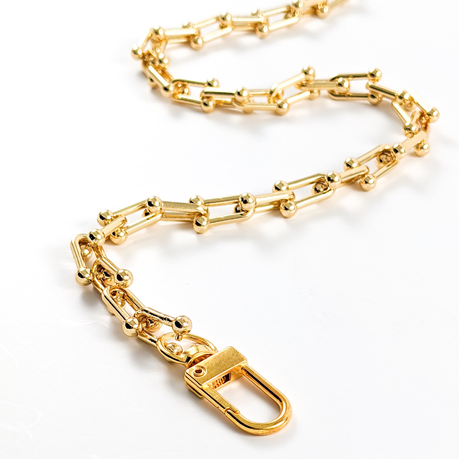 Gold Barbell Chain Necklace Etsy