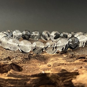 Black Tourmalinated Quartz bracelet- gemstone bracelet |healing crystal bracelet | balancing of yin/ yang energies |