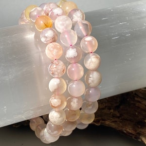 AAA Genuine Flower Agate Bracelet - healing crystal | gemstone bracelet