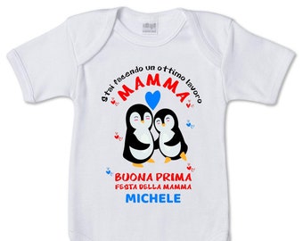 Body tutina neonato stampa buona prima festa della mamma personalizzato nome bimbo bimba idea regalo sorpresa mother's day / gravidanza