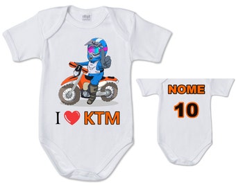 body 100% cotone tuta bimbo neonato ktm motocross moto baby clip art stampa personalizzata nome numero bambino idea regalo nascita