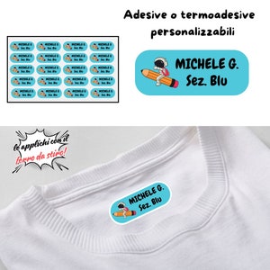 Nomi adesivi con astronauta per abbigliamento e oggetti misure 5 x 2 cm - etichette adesive personalizzate impermeabili per bambini