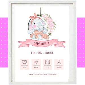 quadretto nascita bimbo o bimba personalizzato con tutti i dati, idea regalo nascita, compleanno, battesimo, arredo casa, cameretta