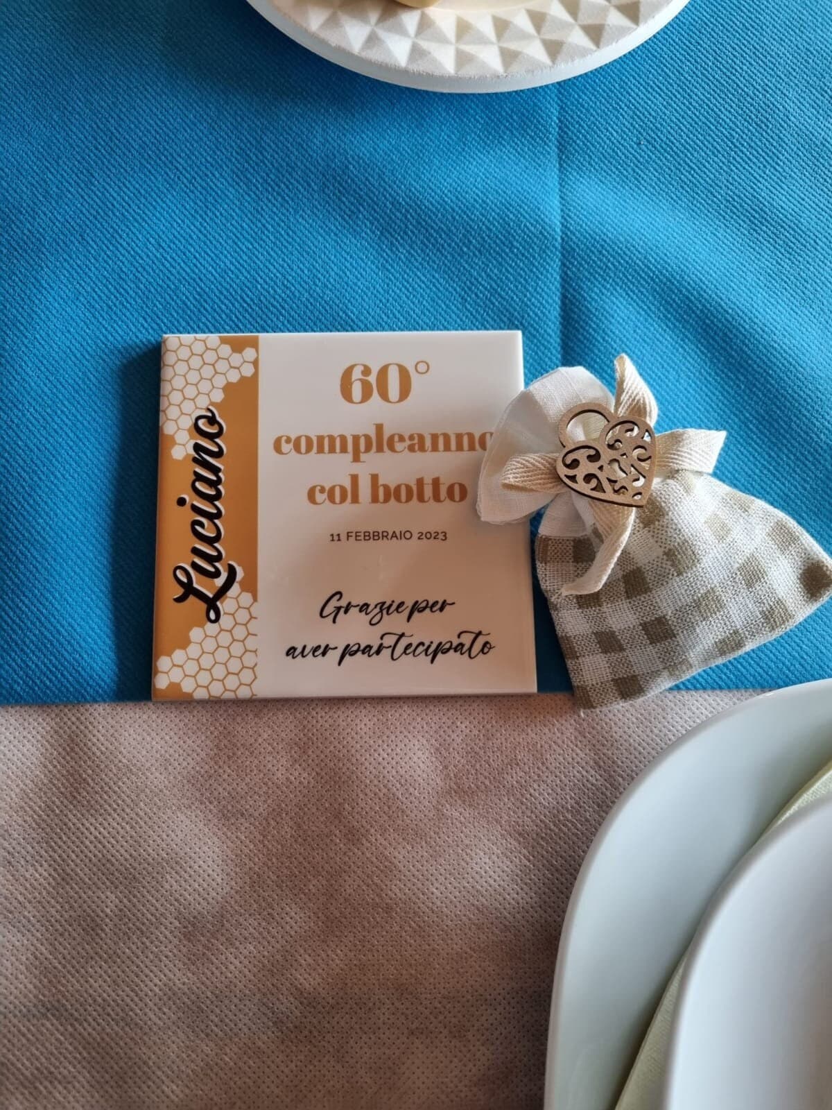 Segnaposto ceramica personalizzato per festa compleanno 60 anni
