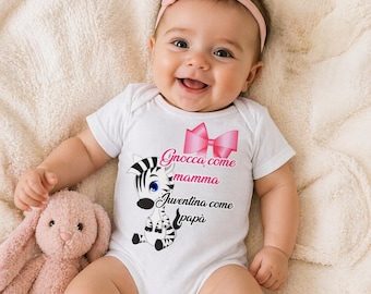 Body Neonato Divertente Juventina come Papà | Gnocca come Mamma | Body Neonata Personalizzato | 100% Made in Italy | Idea Regalo Nascita