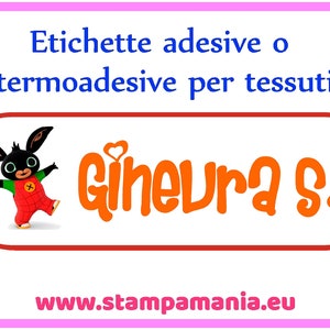 ETICHETTE TERMOADESIVE PERSONALIZZATE 25 PEZZI ASILO SCUOLA NIDO BIMBA  BAMBINA