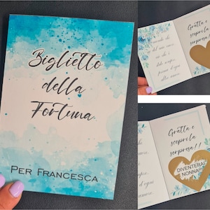 biglietto sorpresa a4 pieghevole con cuore gratta e vinci dedica frase per futura nonna - biglietto per feste personalizzato - regalo unico