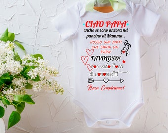 Body tutina per neonati con stampa dedica dolce per futuro papà - compleanno papà - annuncio gravidanza - regalo sorpresa per lui