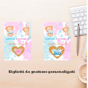Biglietto da grattare con sorpresa per rivelare sesso bambino - it's a boy - it's a girl formato A5 - baby shower - sorpresa mamma papà