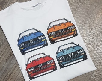 T- shirt maglietta cotone uomo stampa Alfa Romeo disegno gtv6 2.5 regalo alfisti auto storiche appassionati Alfa Romeo