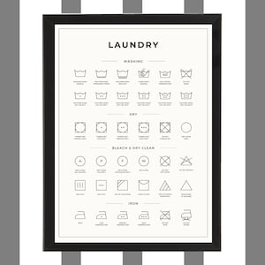 quadro con Stampe per lavanderia, Decorazioni lavanderia, Regole per il bucato icone lavaggio, Poster per lavanderia Decorazioni per la casa