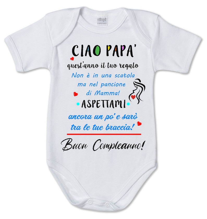 Body tutina neonato stampa sorpresa per futuro papà buon compleanno papà annuncio gravidanza stampa tema famiglia regalo per lui immagine 1