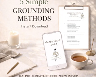 Grounding Exercises Toolkit – 5 Simple Grounding Methods for Calm/Present (Printable PDF)