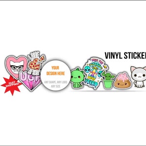 LAMINATED 100 Vinyl Stickers with your logo - Contour Cut Decals Custom logo stickers - logo decals