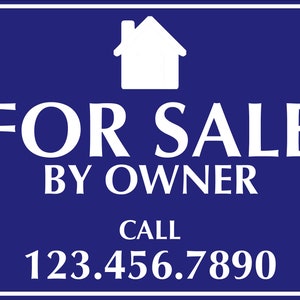 Custom 18x24 Corrugated Plastic Sign &quot;FOR SALE with NUMBER&quot; Blue with White Lettering