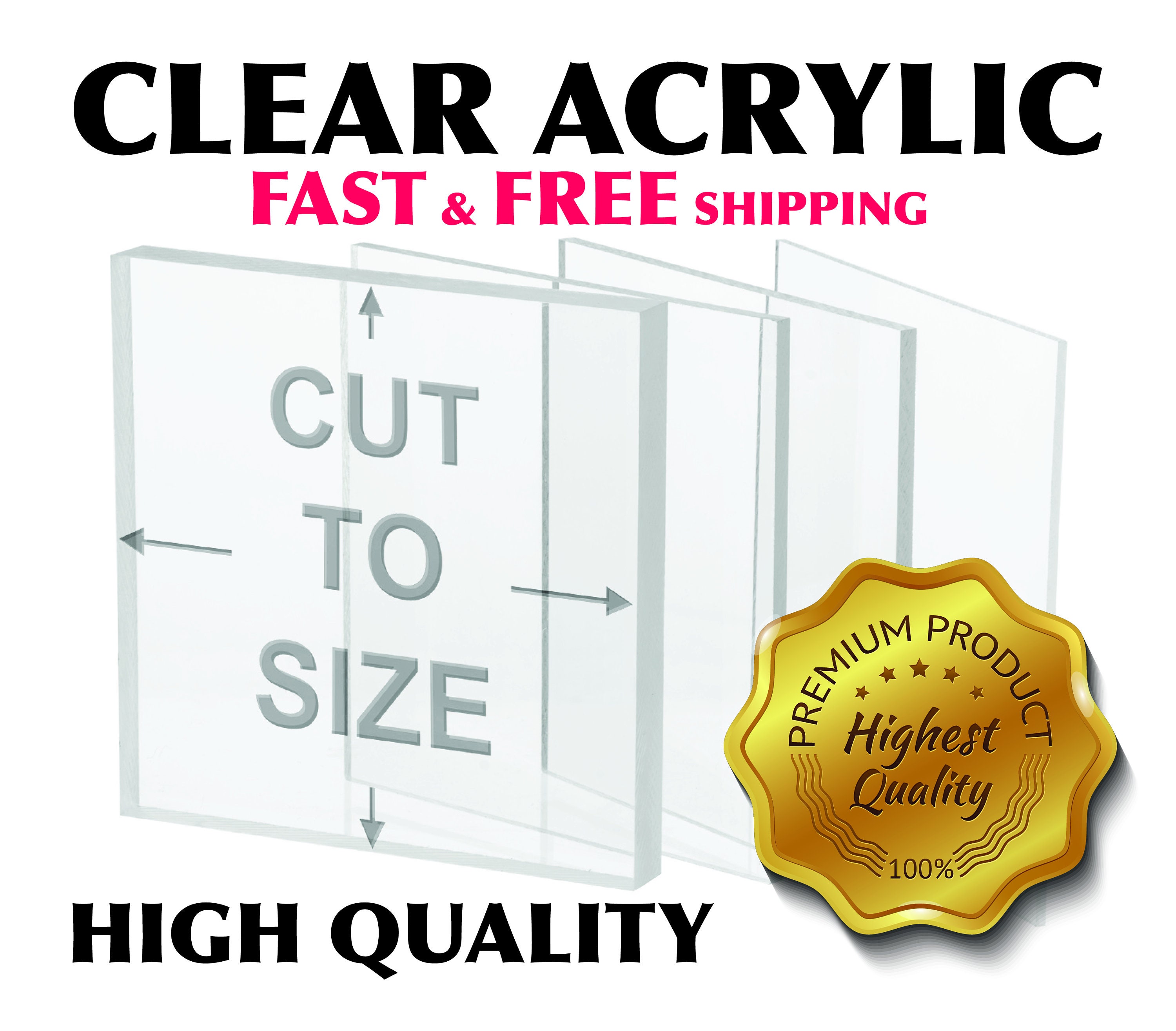 1/4 CUT ACRYLIC CIRCLES - With or without holes! Clear Acrylic Discs,  Clear Plexiglass Discs, Plastic Circles - Multiple Thicknesses!