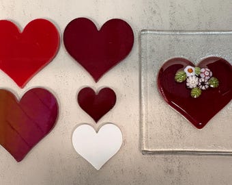 96 Coe WATERJET precut VALENTINE HEART Glass shape Fused Glass Art Supplies Water Jet Cut Design for Stained Glass Mosaic Art Glass Fusing