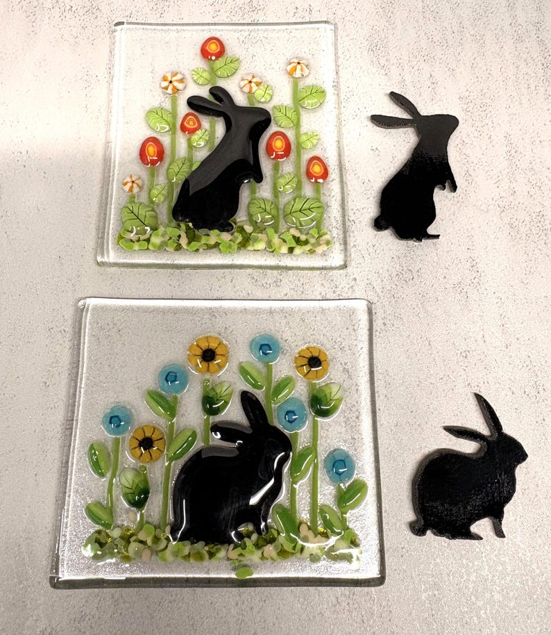 Fused Glass Rabit 96 Coe WATERJET Precut Bunny RABBIT Glass Shape Fused Glass Art ...