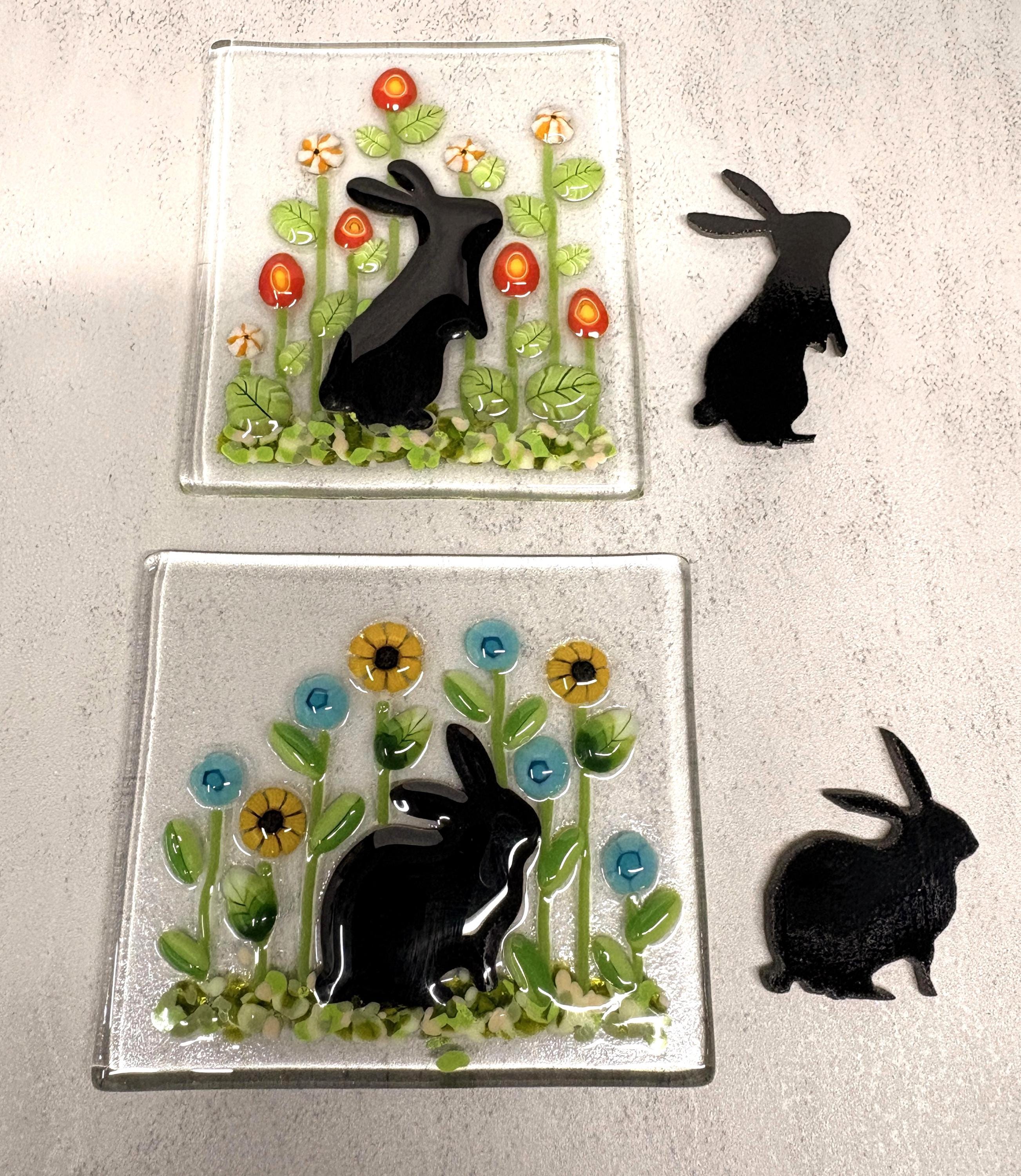 Cut Glass Rabbit 96 Coe WATERJET Precut Bunny RABBIT Glass Shape Fused Glass Art ...