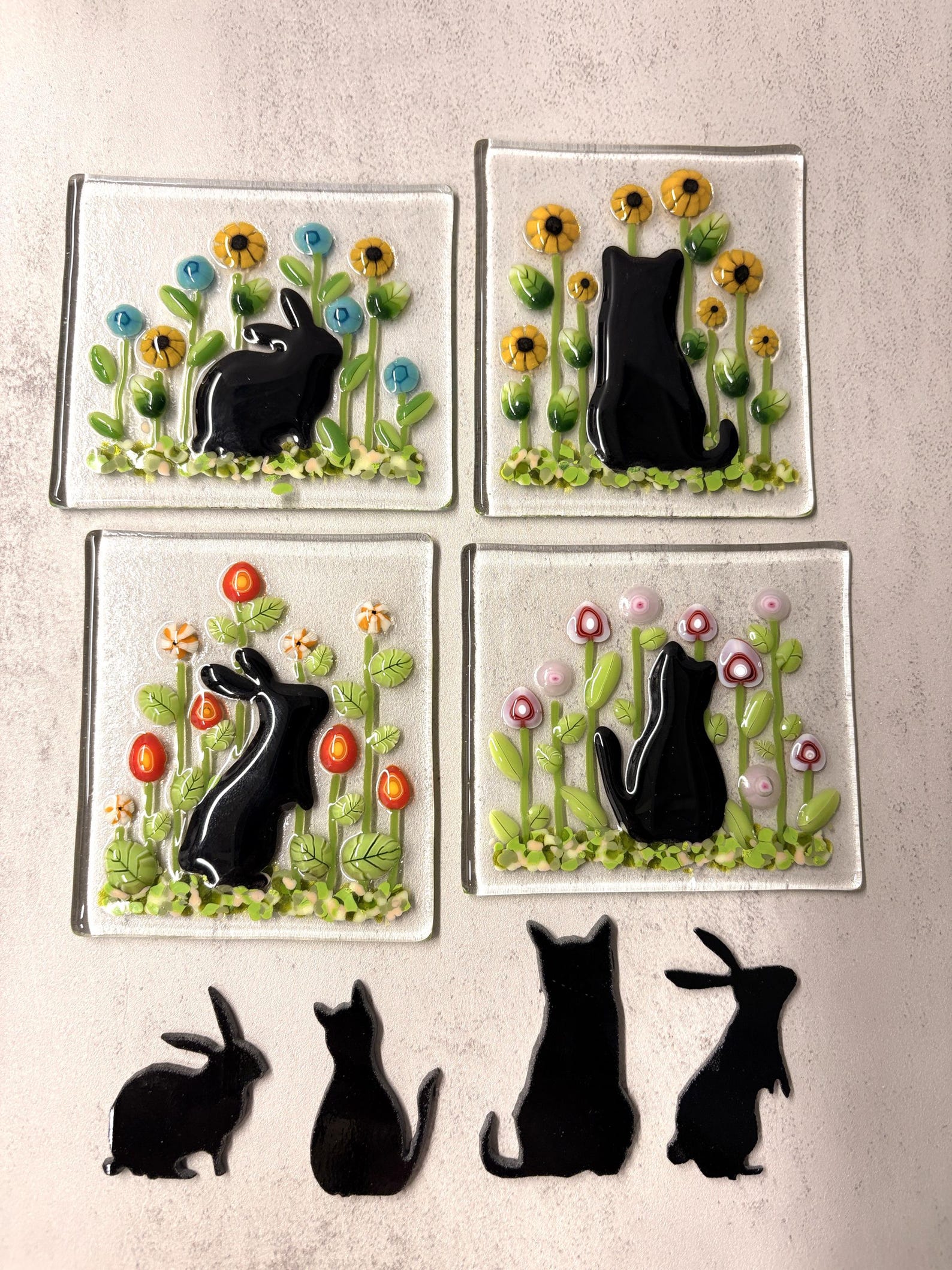 Fused Glass Rabit 96 Coe WATERJET Precut Bunny RABBIT Glass Shape Fused Glass Art ...