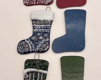 96 Coe WATERJET precut Christmas STOCKING Glass shape for Fused GLASS art Supplies Water Jet Cut Design for mosaic art glass fusing