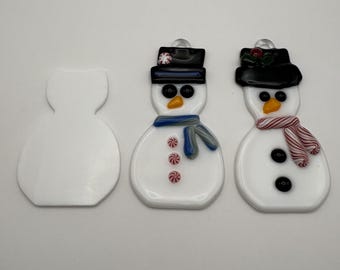 96 Coe WATERJET precut SNOWMAN Glass shape for Fused GLASS art Supplies Water Jet Cut Design for mosaic art glass fusing