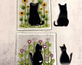 96 Coe WATERJET precut CAT Glass shape Fused GLass Art Supplies Water Jet Cut Design for Stained Glass Mosaic Art Glass Fusing