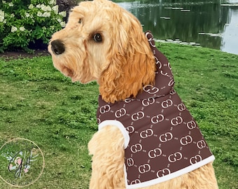 Pucci Luxury Dog Hoodie, Brown Fancy Dog Hoodie, Bougie Dog, Glam Dog Clothes, Cute Dog Hoodie, Stylish Dog Clothes,