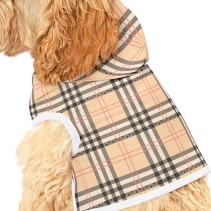 Furberry Plaid Faux Designer Dog Hoodie, Fancy Dog Hoodie, Bougie Dog, Glam Dog Clothes, Cute Dog Hoodie