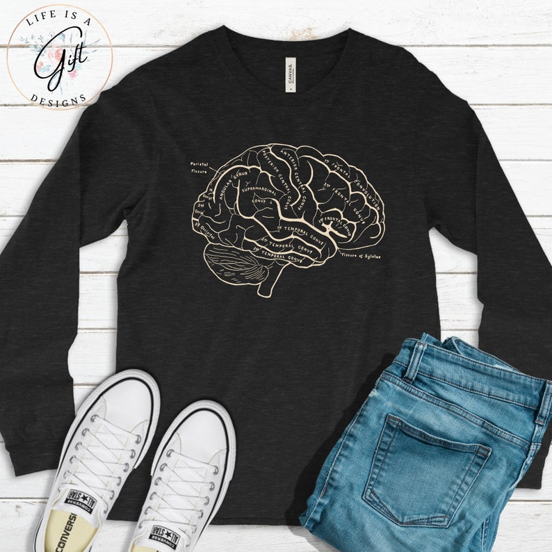Brain Anatomy Long Sleeve Shirt Anatomical Brain Shirt Brain - Etsy