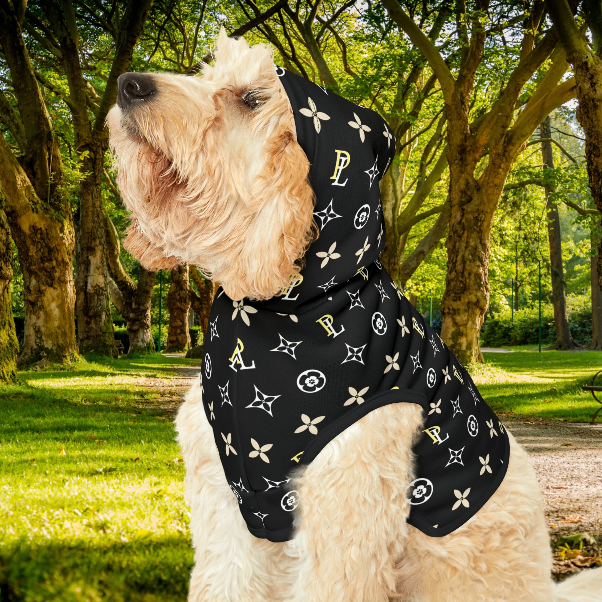 Dog Clothes black printed colour cotton summer T-Shirt lv supreme