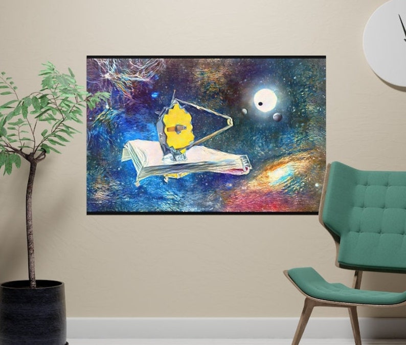 James b Space Telescope Starry Night Vincent Van Gogh Inspired Horizontal Matte Posters