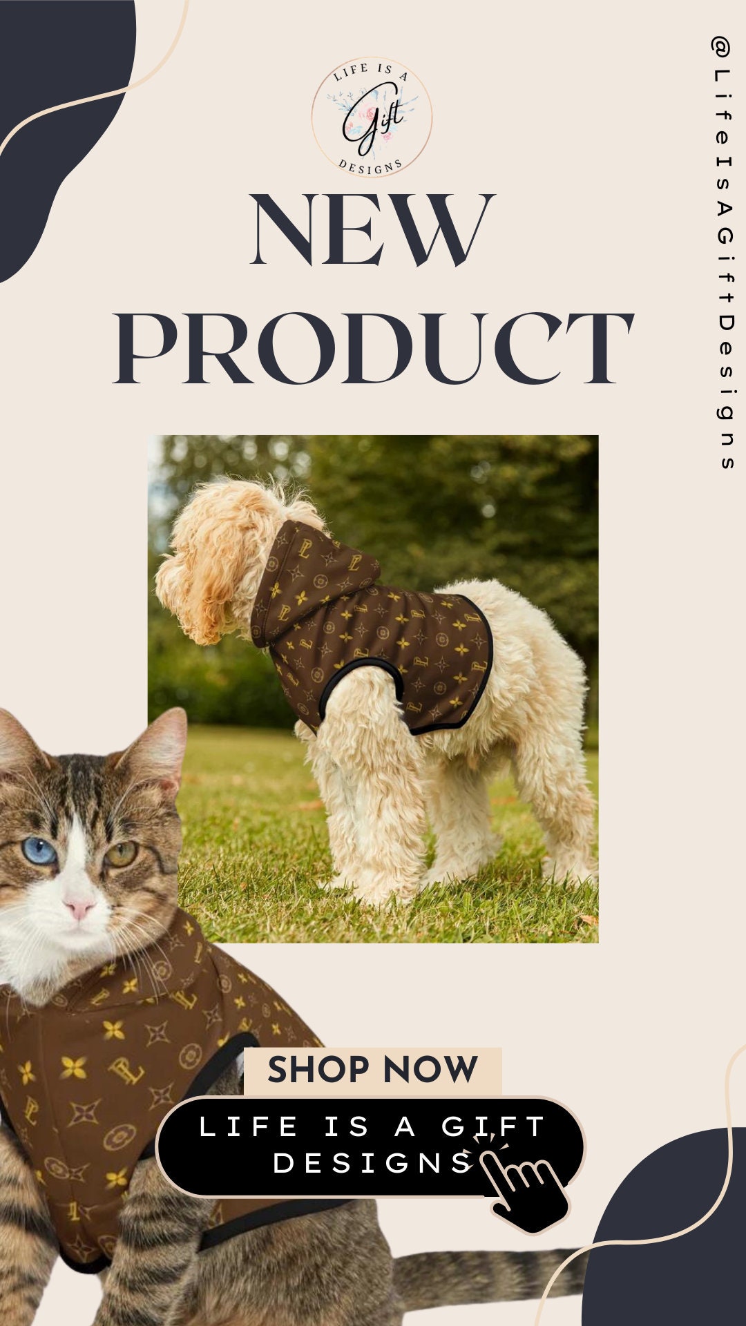 Bettedeals Designer Pet Clothes — Louis Vuitton Hoodie for your dog