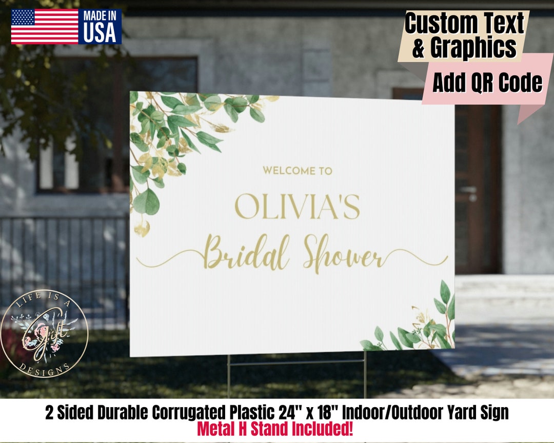 2 Sided Custom Yard Sign, Bridal Shower Wedding Yard Sign, Metal H