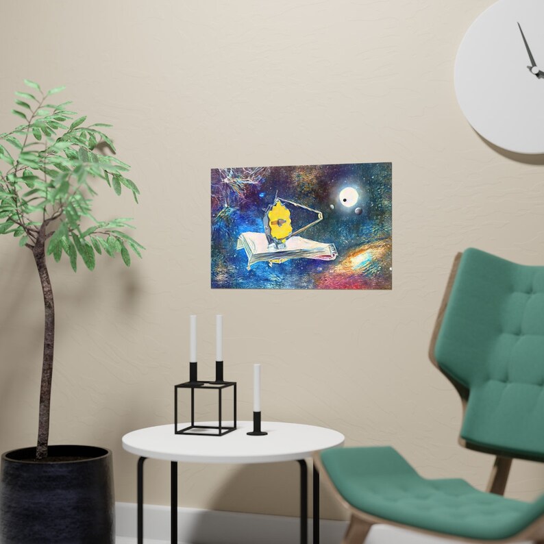 James b Space Telescope Starry Night Vincent Van Gogh Inspired Horizontal Matte Posters