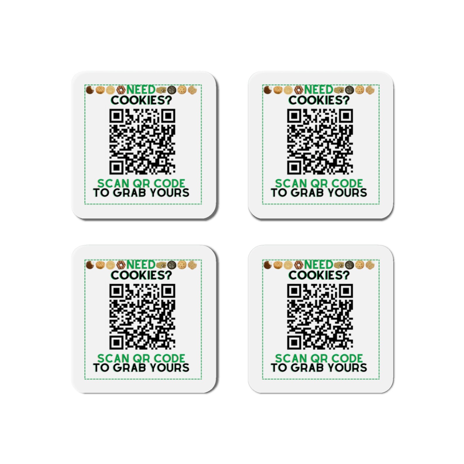 4 Small QR Code in One, Cut Out QR Code Refrigerator Mini Girl Troop