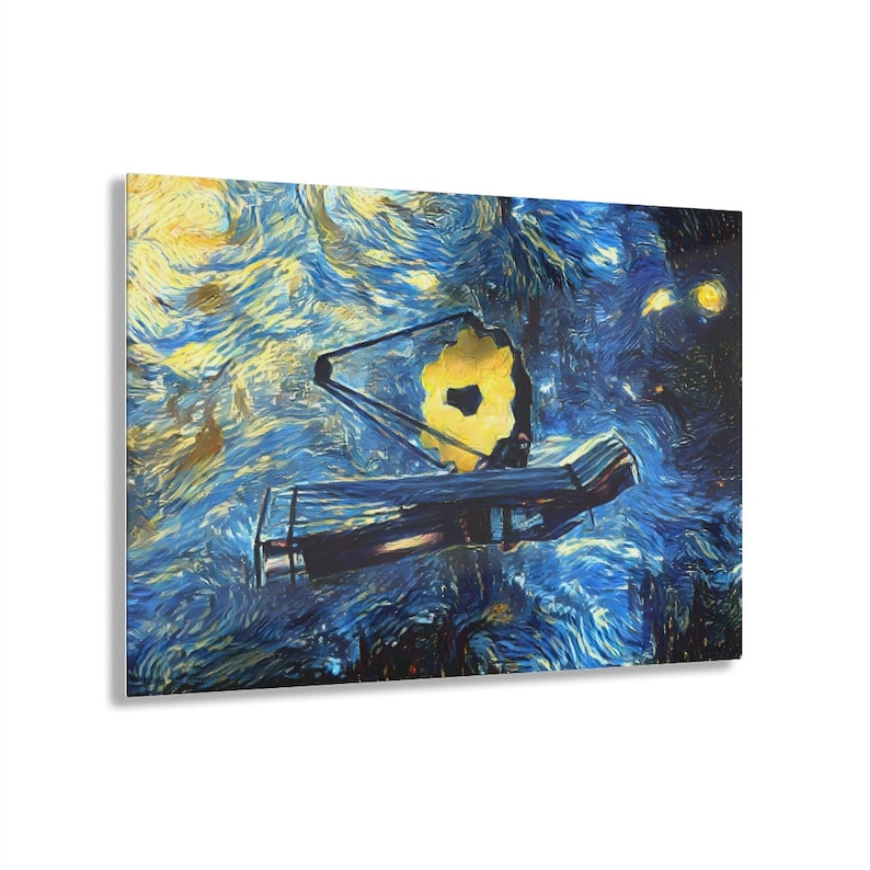 James b Space Telescope Starry Night Vincent Van Gogh Inspired Acrylic Prints Image Appears