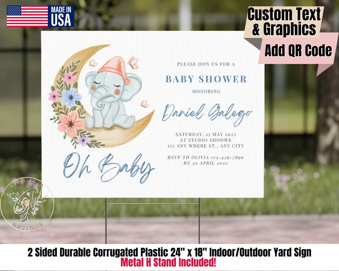 2 Sided Custom Yard Sign, Baby Shower Yard Sign, Baby Announcement