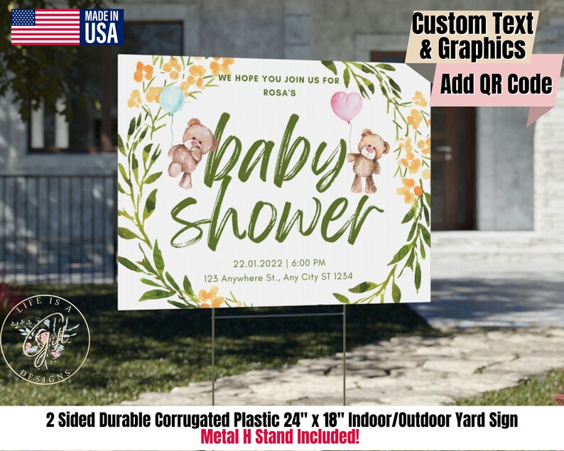 2 Sided Custom Yard Sign, Baby Shower Yard Sign, Baby Announcement Sign