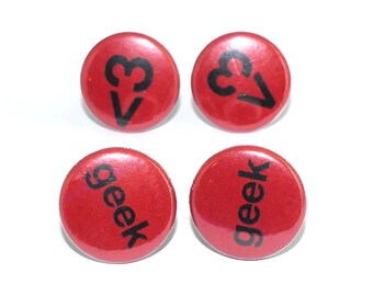 Gemelli rotondi in metallo | <3 geek | rosso nero