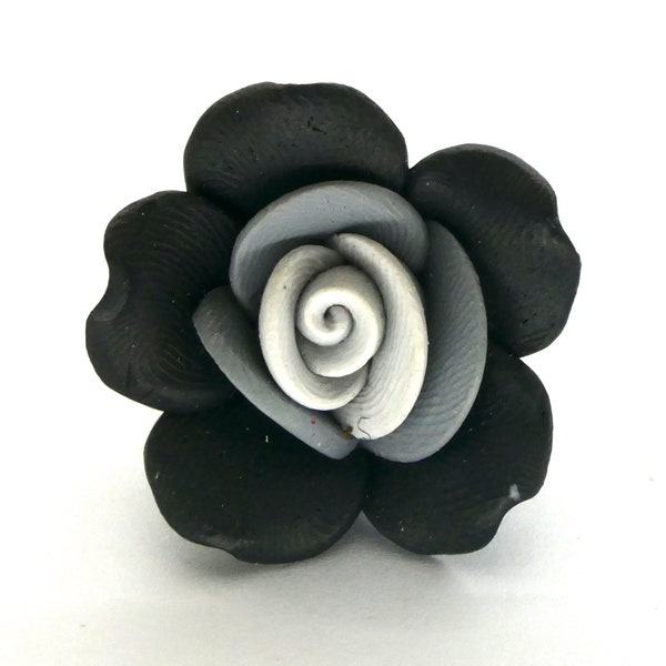 Spilla a forma di fiore | Fimo | Grigio nero