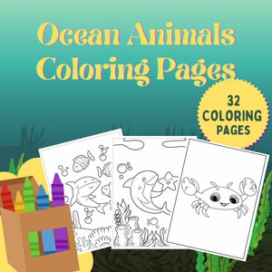 Ocean Animals Coloring Pages - 32 Printable Animal Coloring Pages for toddlers, little ones, preschoolers, kindergartners